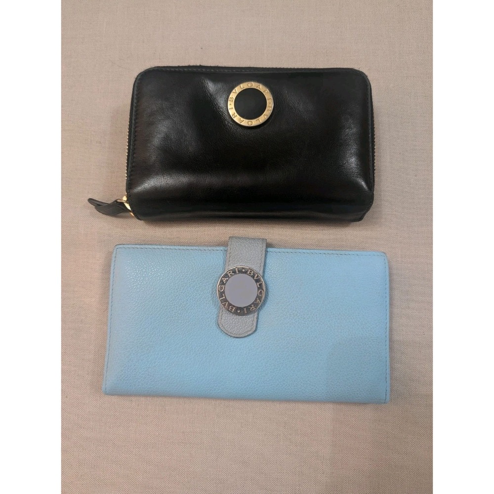 Authentic Designer Lot of Two Bvlgari Leather Wallets